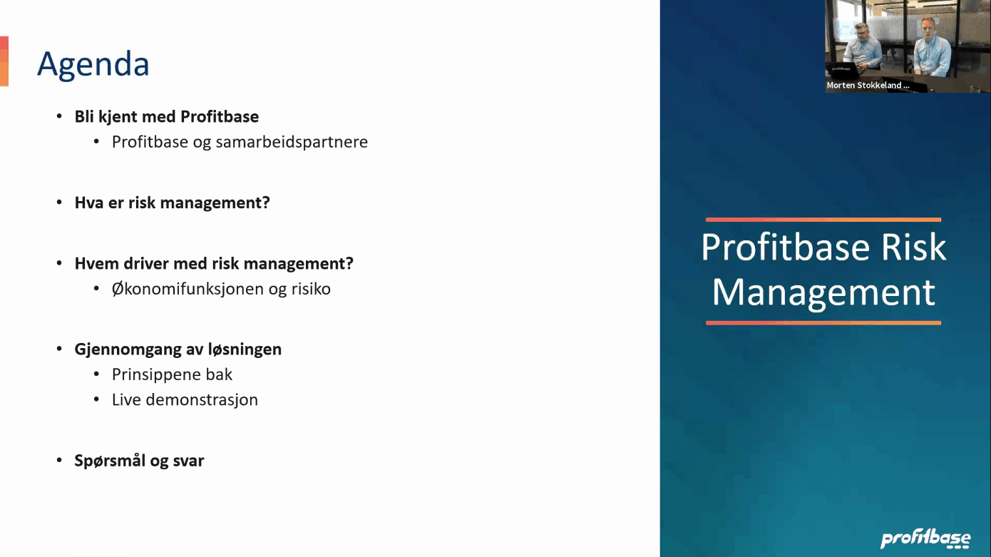 Profitbase Risk Management webinar 21. Mai